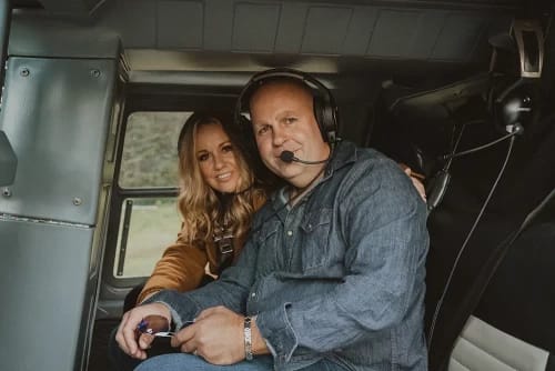 Couple in a helicopter